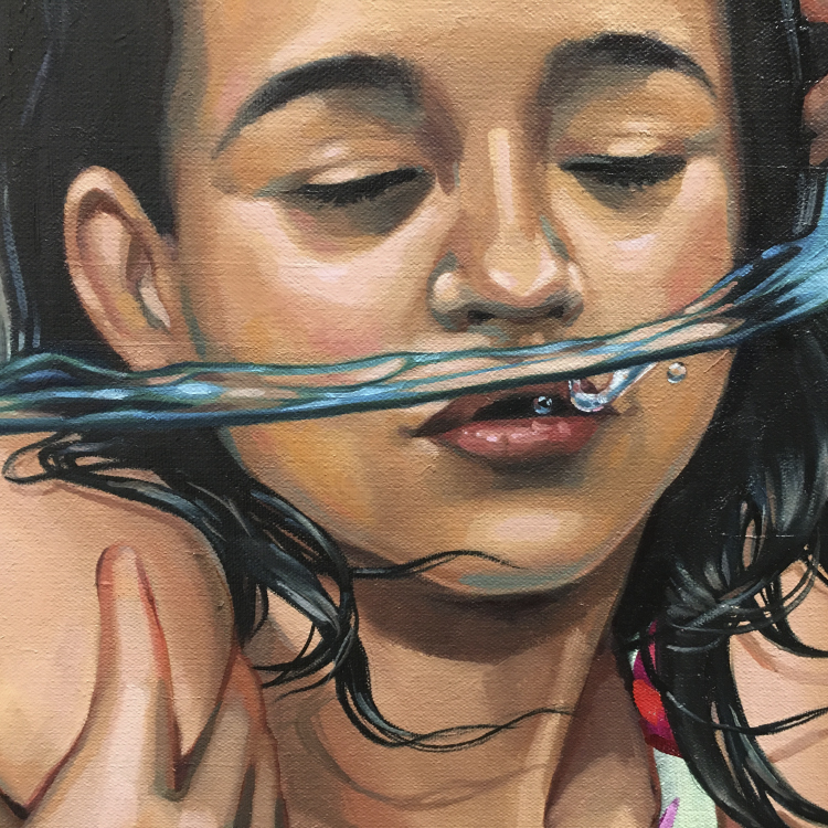 detail of painting titled "Broken Waters" by artist Ashley Cecil