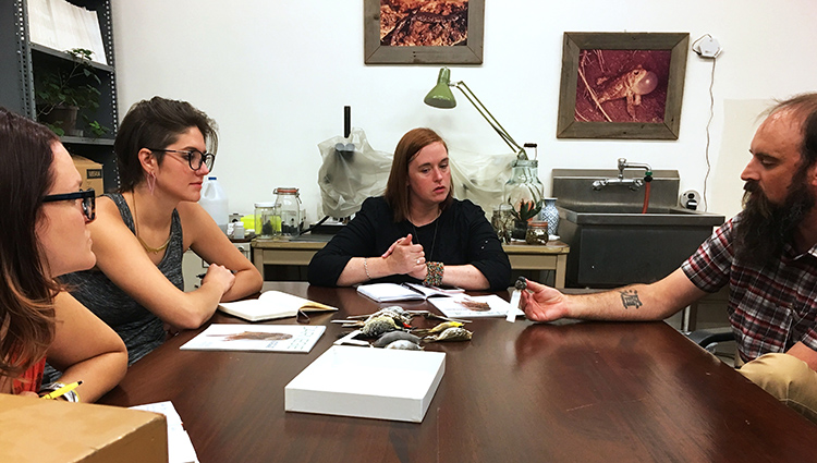 Four Pittsburgh artist meet with Ashley Cecil at the Carnegie Museum