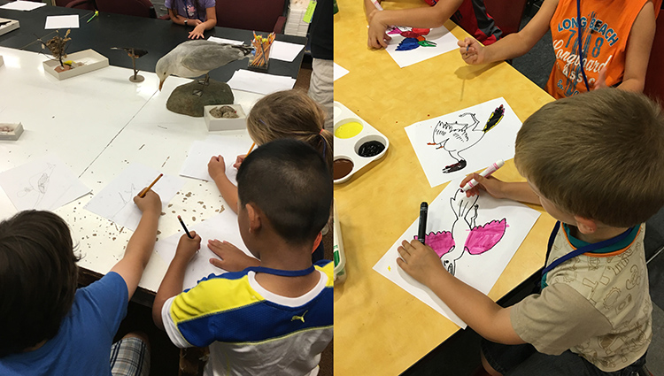 Students participating in one of Ashley Cecil's art and science workshops