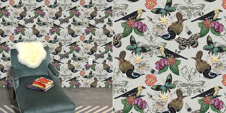 Museum Flora and Fauna, a wallpaper design by Pittsburgh artist Ashley Cecil