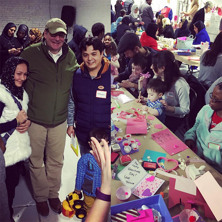 The Shop hosts a Valentine's Day making party for refugees.