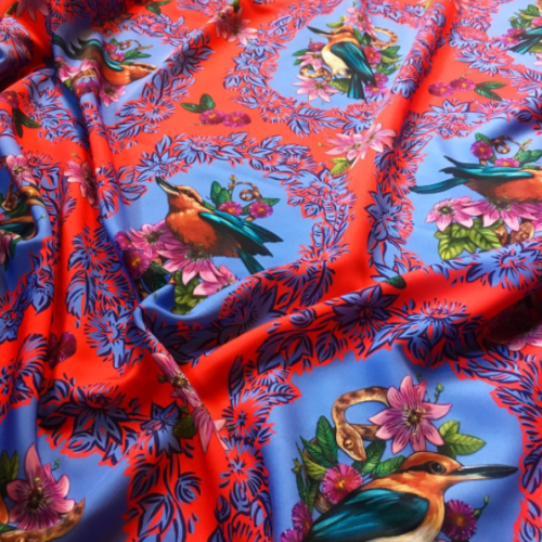 Fabric featuring Guam Kingfishers by Ashley Cecil